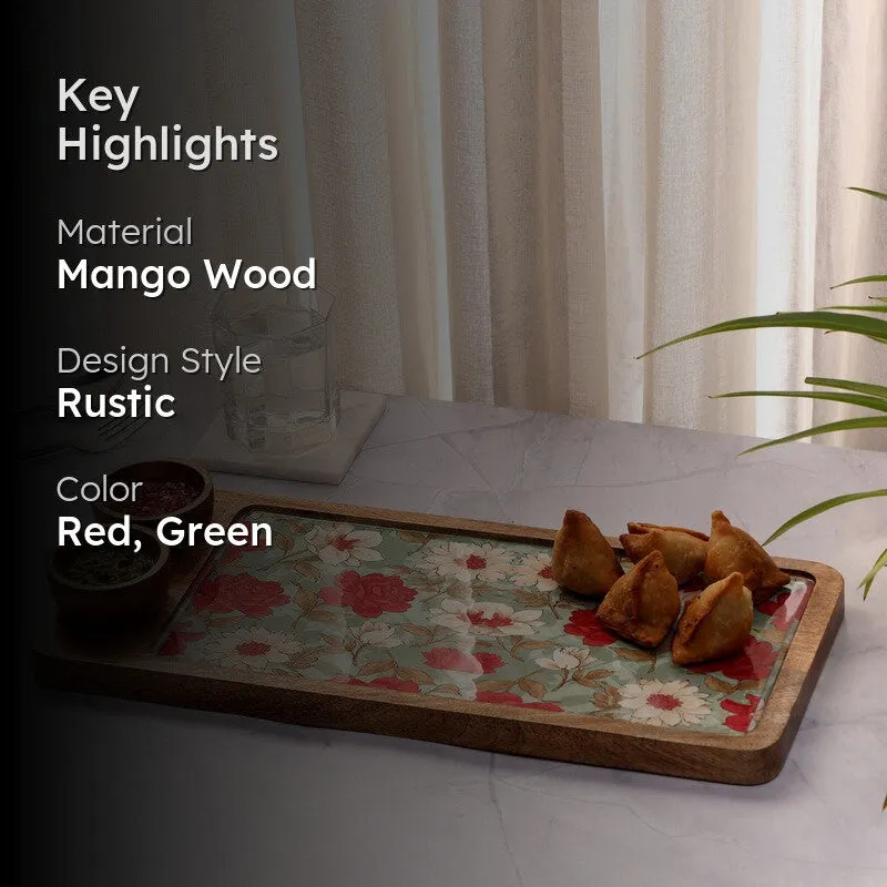 FloriNest Mango Wood Platter With Dip Bowl - Three Piece Set media 2