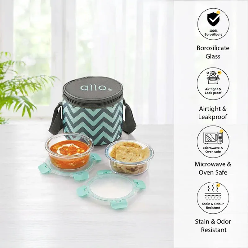 Jonas Lunchbox With Round Chevron Bag (390 ML) - Set Of Two media 1