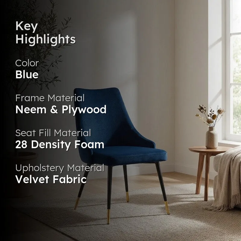 Lunara Neem Wood Accent Chair - Dark Blue media 2