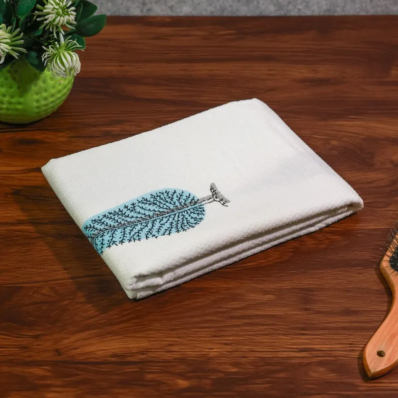 Palm Whisper Cotton BathTowel - Blue & White media 1