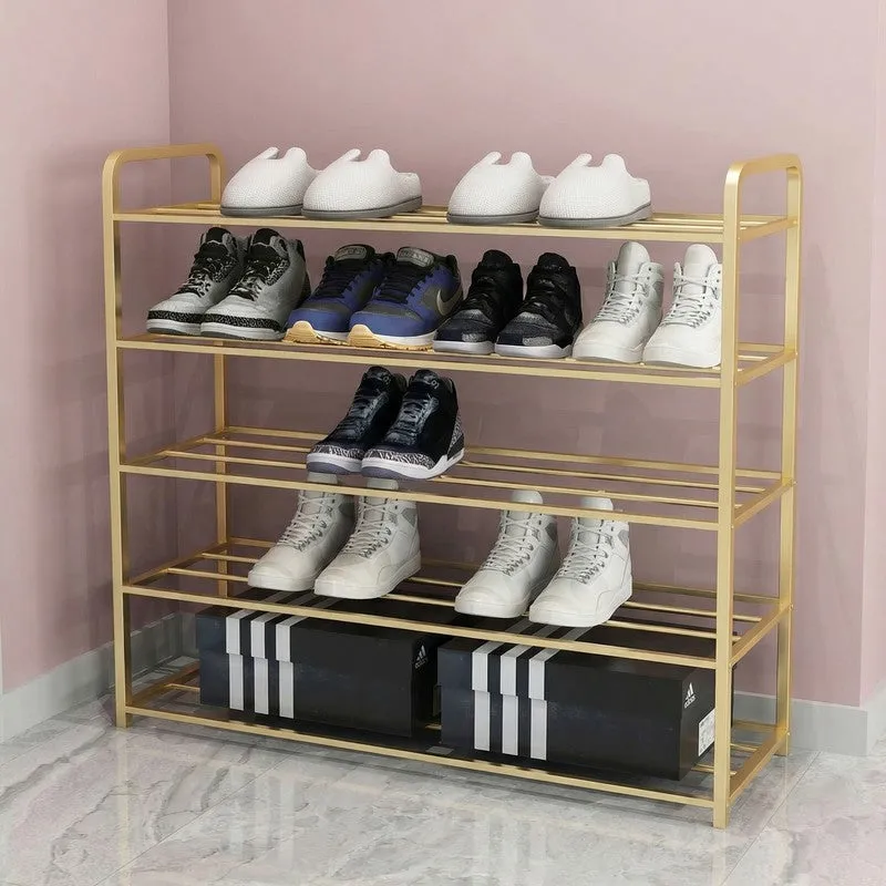 Wide Metal Shoe Rack - Gold media 6