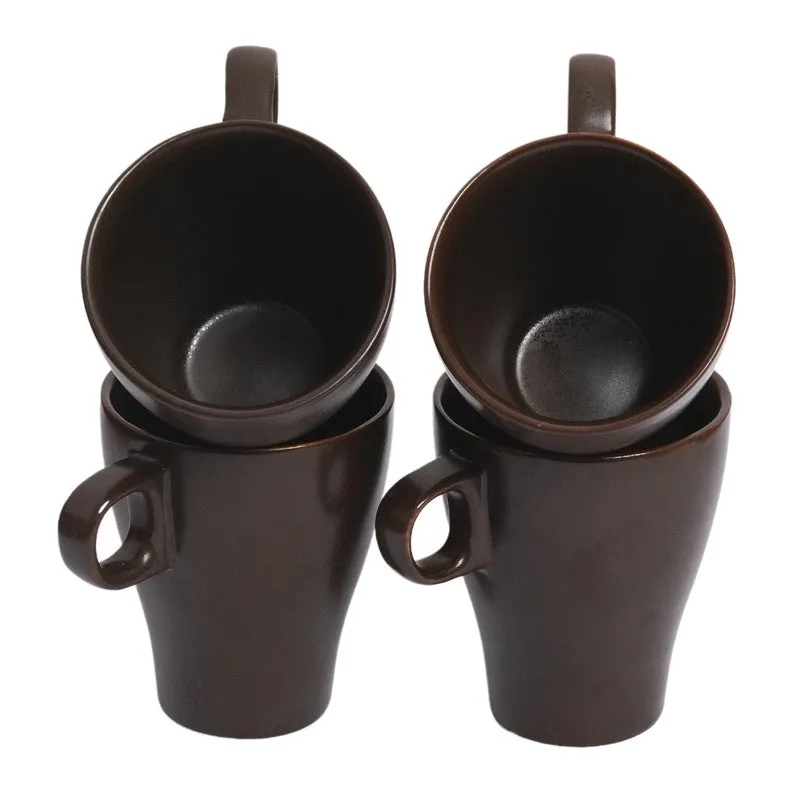 Ceramic Ceramic Coffee Mug (300 mL Each,Brown,Grey) - Set Of Four media 5