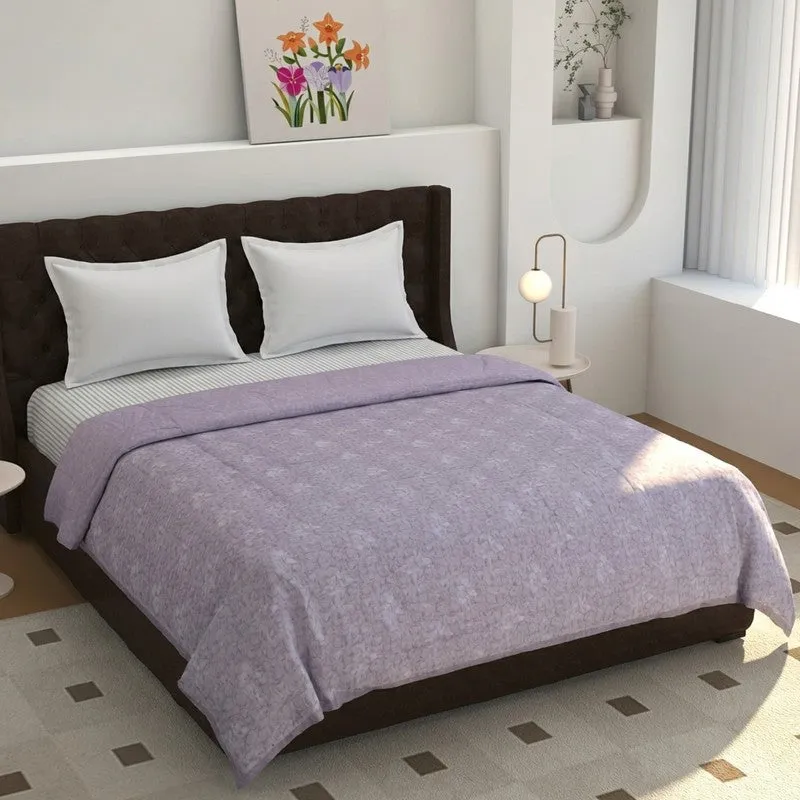 Little Petals Reversible Cotton Dohar (Purple,White) - 120 GSM media 1