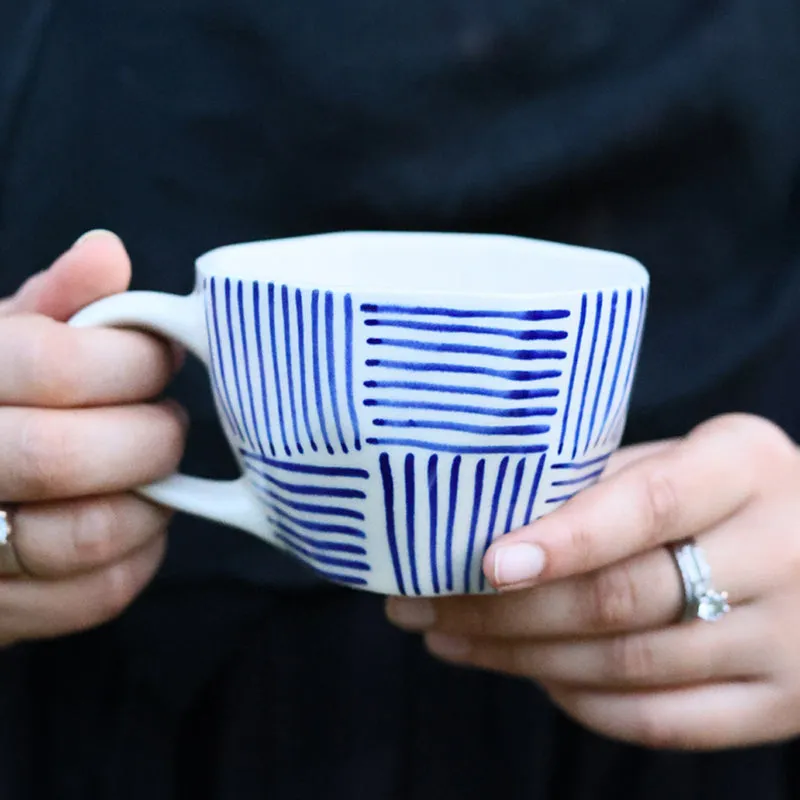 Bruna Ceramic Tea Cup (200 mL)/Blue,White) media 1