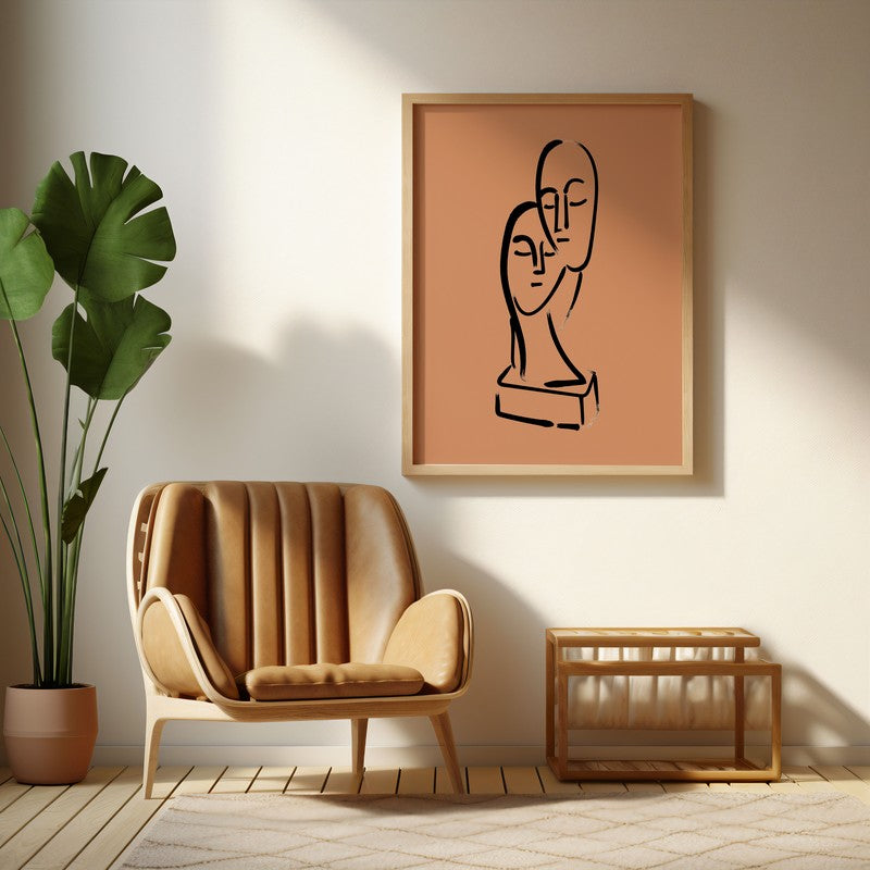 Two Souls Archival Canvas Wall Art - Natural Brown Frame