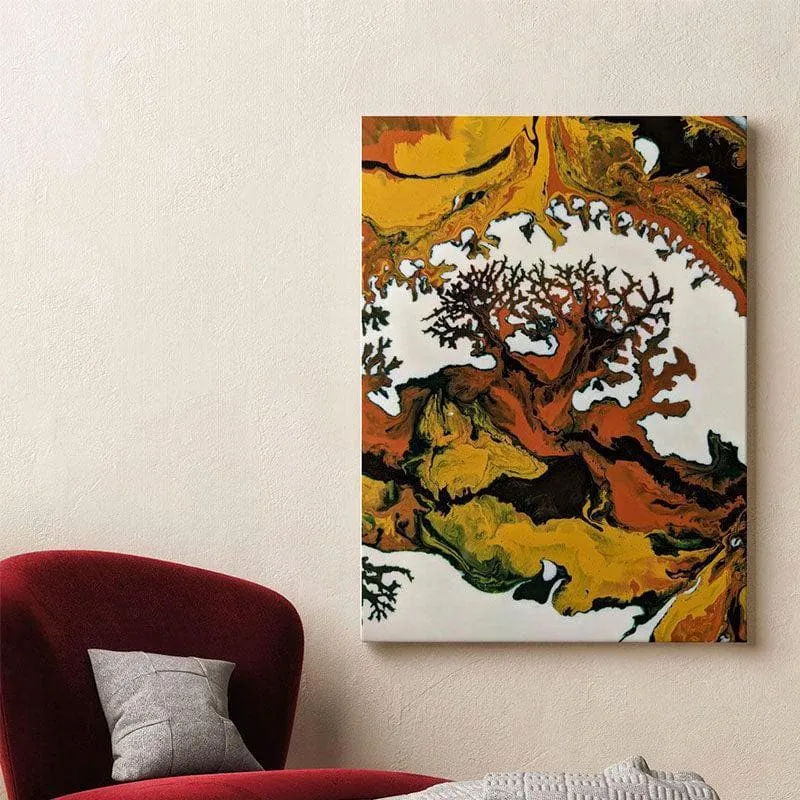 Coral Abstract Canvas Wall Painting - Gallery Wrap media 3