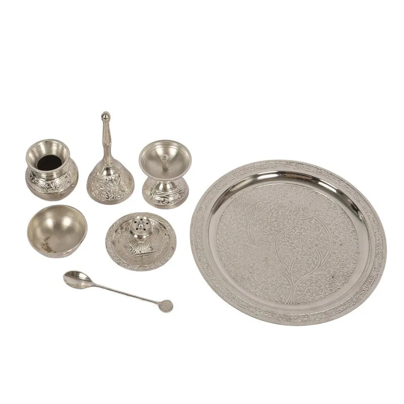 Nitya Pooja Thali Set (Silver) - Seven Piece Set media 5