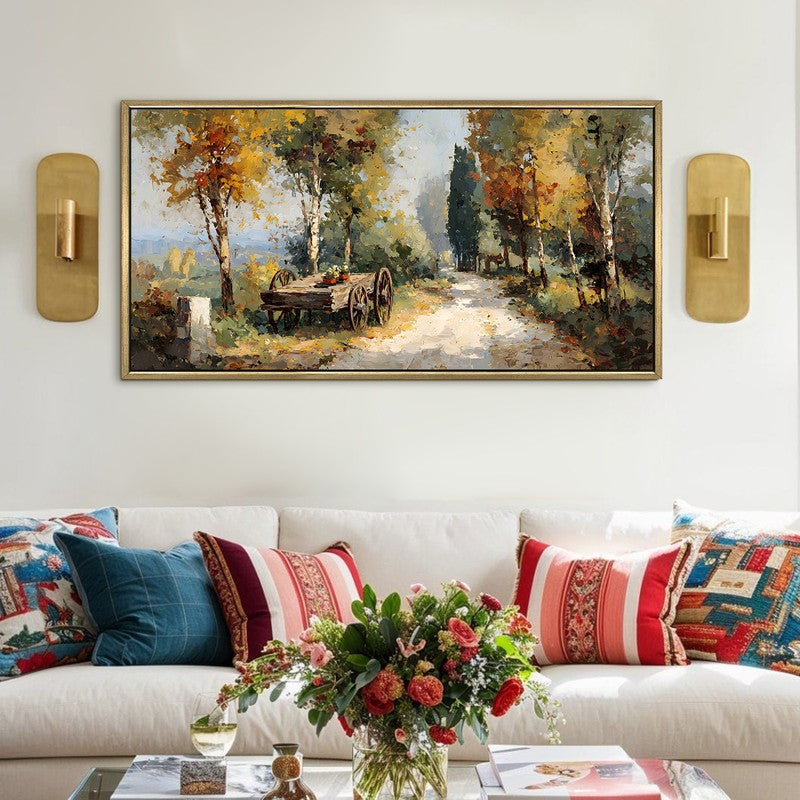 Serene Forest Cottage Road Wall Art
