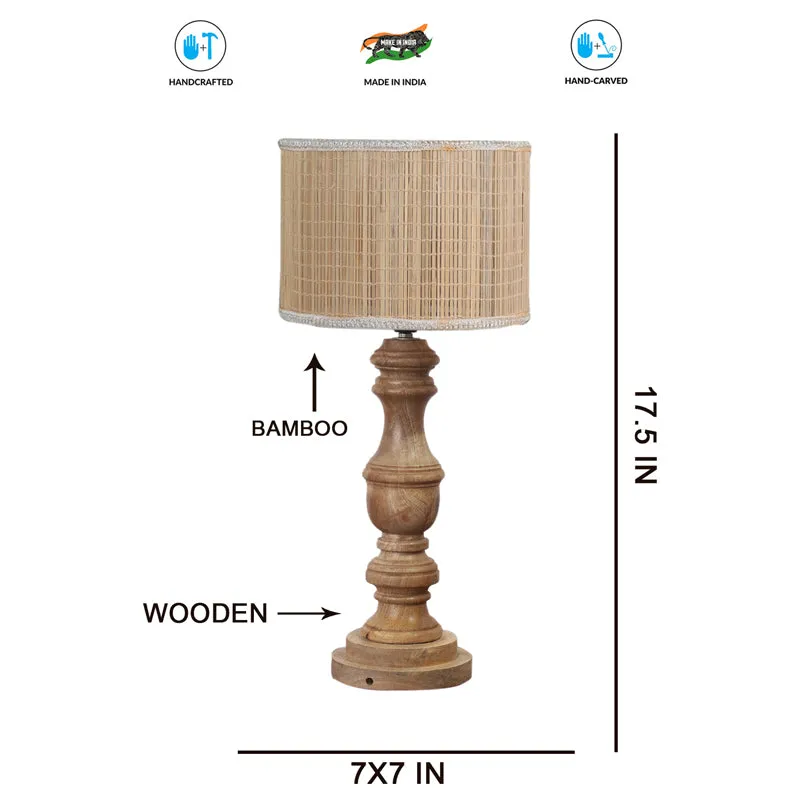 Bambouin Carve Wooden Table Lamp - Beige media 7