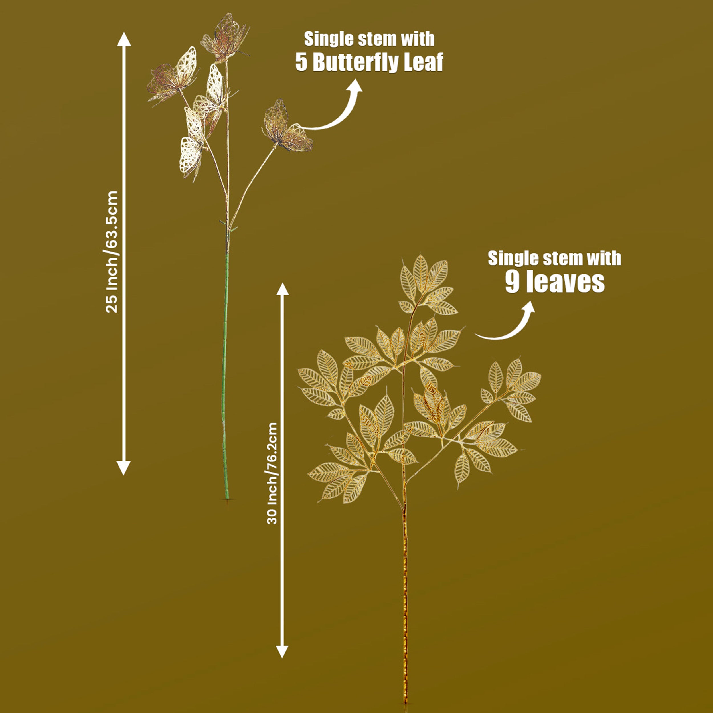 Foliage Butterfly Artificial Stems- Set Of Two media 7