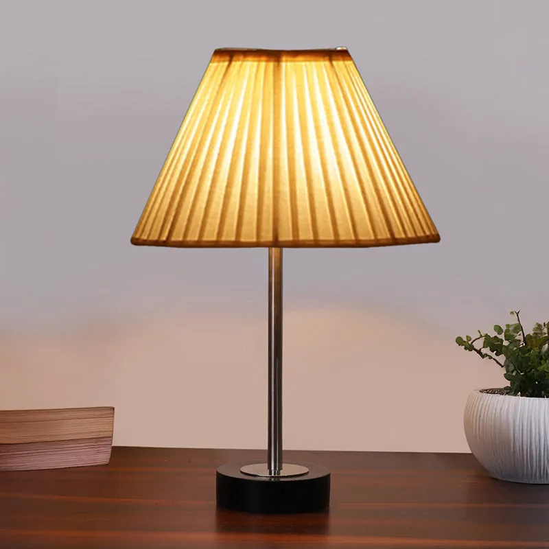Pleatra Rodin Wooden Table Lamp - OffWhite,Silver,Black media 2