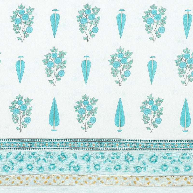 Floral Garden Cotton Bedsheet (Blue) - 144 TC media 4