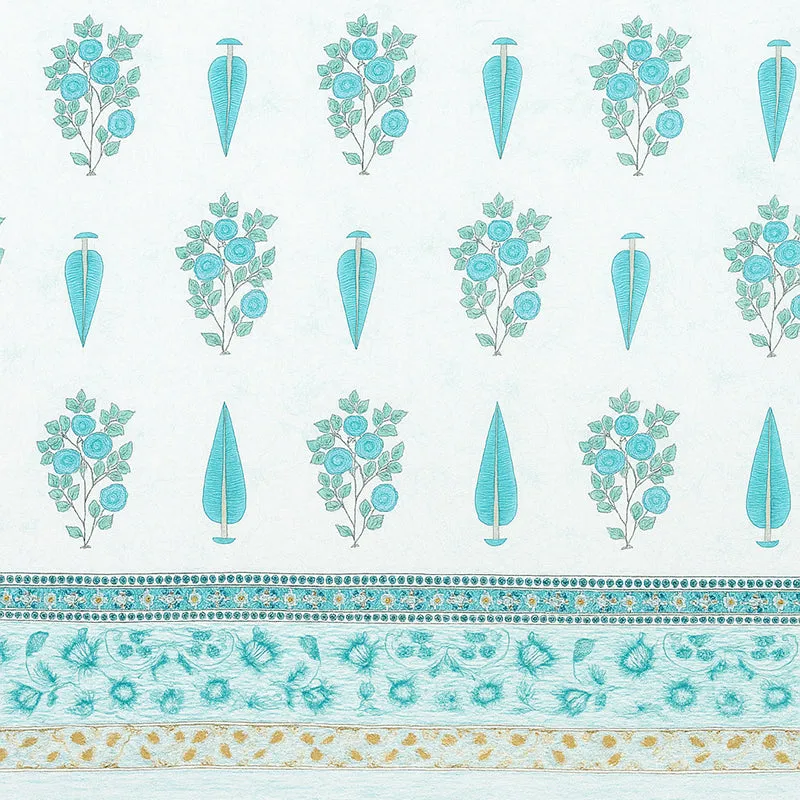 Floral Garden Cotton Bedsheet (Blue) - 144 TC media 4