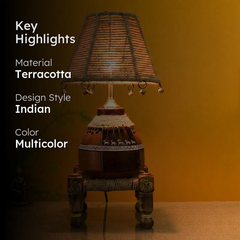 Giva Terracotta Table Lamp With Manji - Multicolor media 2