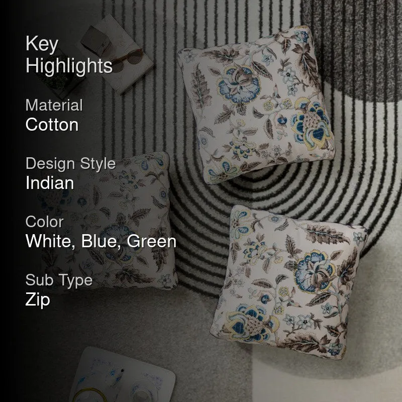 Wild Petal Cotton Cushion Covers - Set Of Three media 2