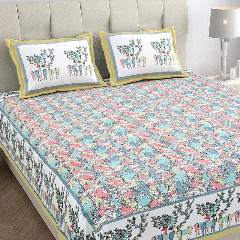 Ratna Radiance Floral Cotton Bedsheet (Green) - 150 TC media 4