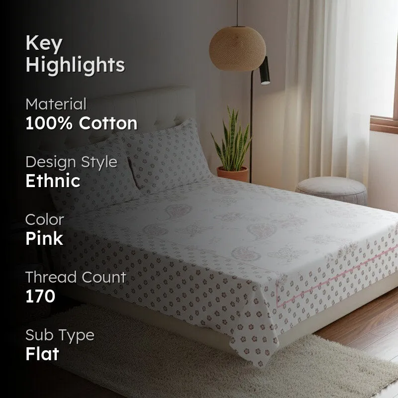 Paisley LaLa Land Cotton Bedsheet (Rust,Red) - 170 TC media 2