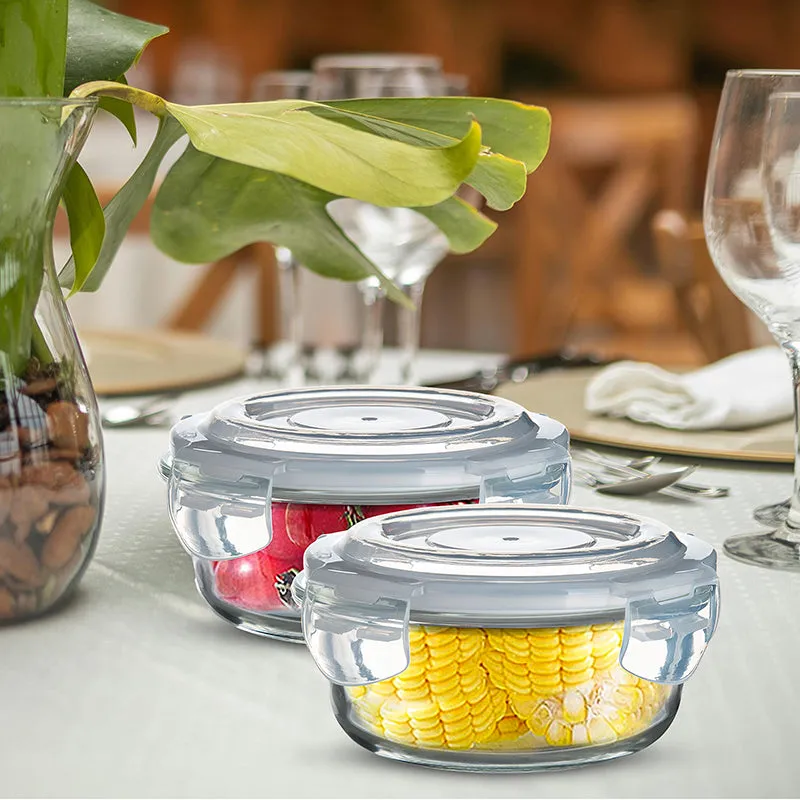 Bergner Glass Guard Airtight Glass Tiffin Box (White/400 mL) - Set Of Two media 1