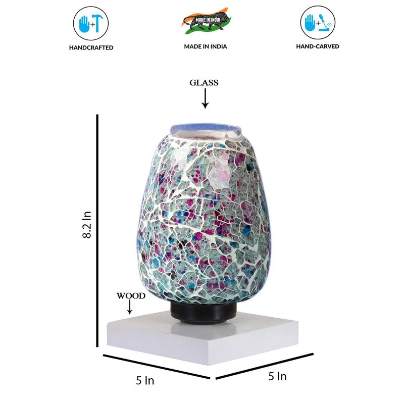 Flamoria Glass Table Lamp With Wooden Base - Multicolor media 9