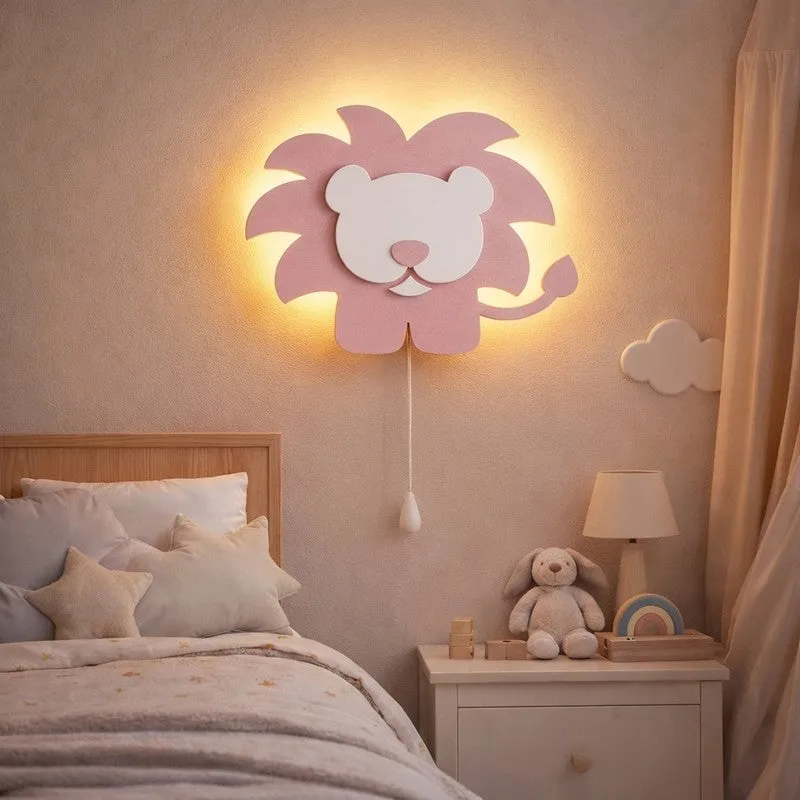 Pureva Lion Battery Operated MDF Wall Lamp - Pink media 1