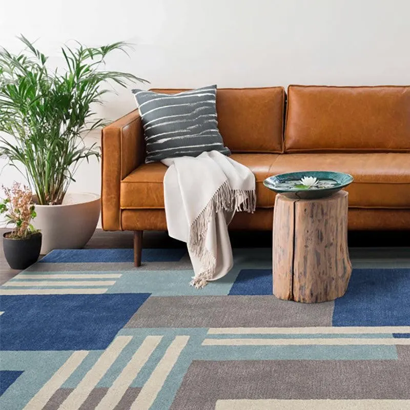 Melantho Hand Tufted Geometric Wool & Nylon Carpet - Blue & Grey media 8