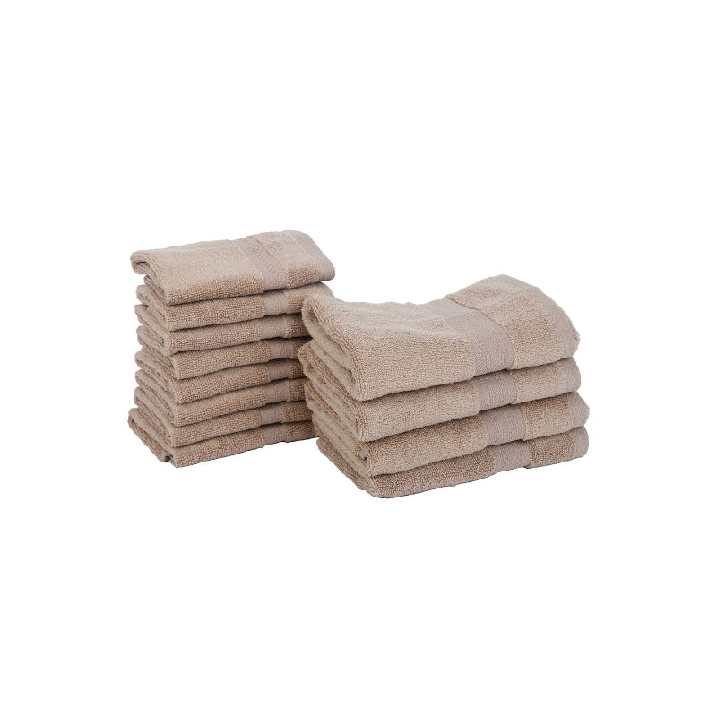 Miorah Hand & Face Towel Combo (Beige) - Set Of Twelve media 3