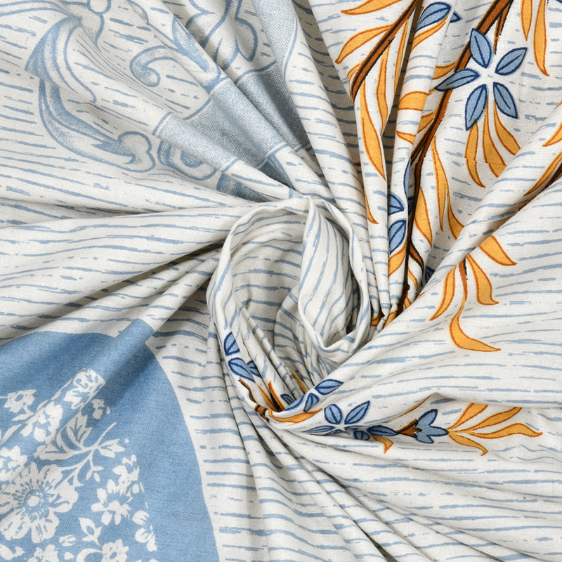 Pushpa Paradise Ethnic Cotton Bedsheet (Blue) - 140 TC media 4