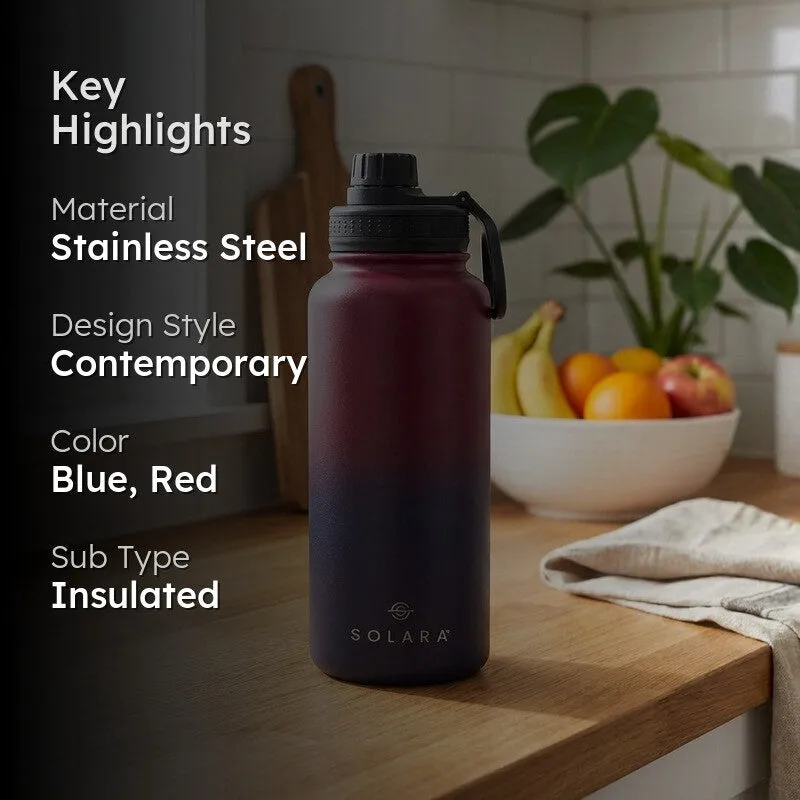 Solara Insulated Stainless Steel Bottle (1000 mL) - Blue,Red - 2