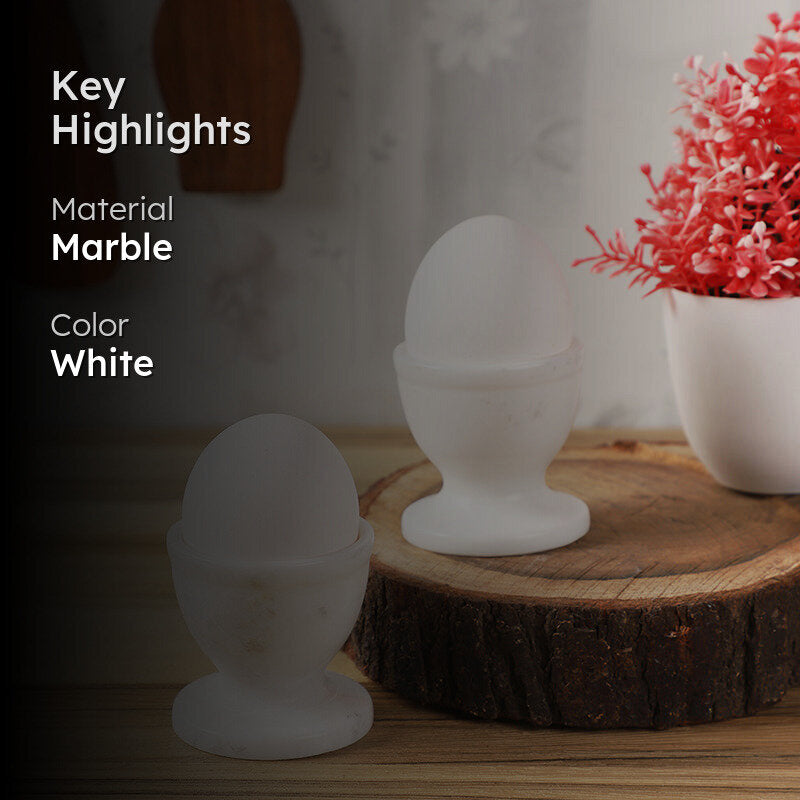Stone Nest Marble Egg Cup (White) - Set Of Two media 2