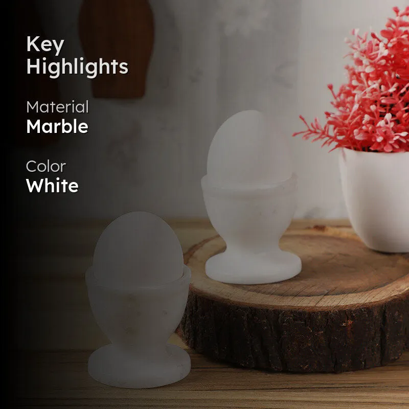Stone Nest Marble Egg Cup (White) - Set Of Two media 2