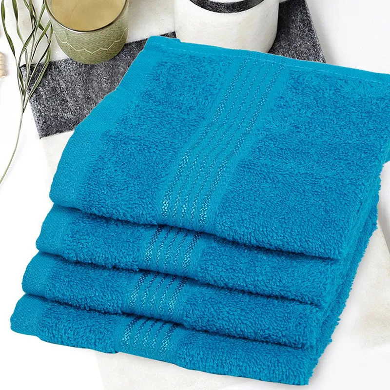 Eva Quick Dry Face Towel (Blue) - Set Of Four media 1