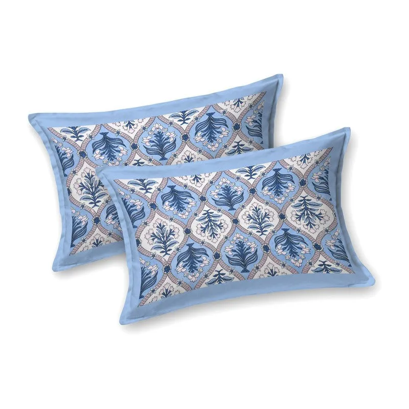 Nesty Cotton Bedsheet (Blue,White) - 240 TC media 4