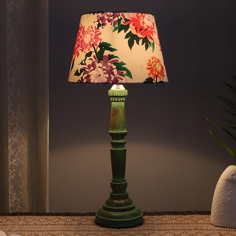 Miyabi Twist Printed Mango Wood Table Lamp - Multicolor