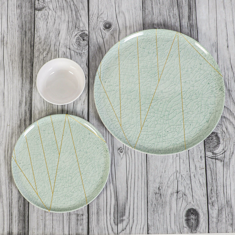 Crackle Chrome Melamine Dinner Set (Green) - 24 Piece Set media 3