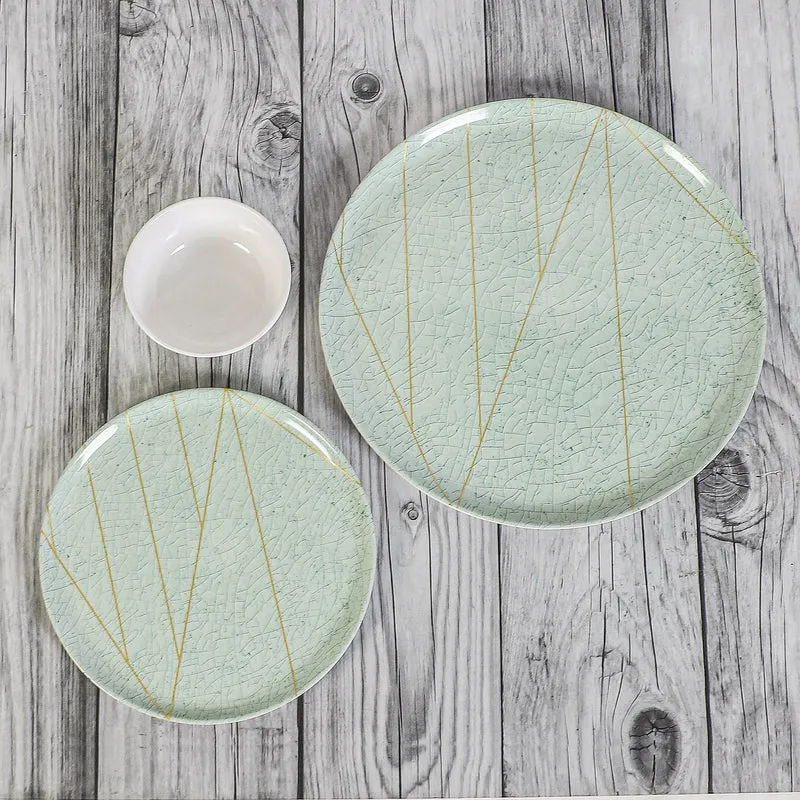 Crackle Chrome Melamine Dinner Set (Green) - 24 Piece Set media 3
