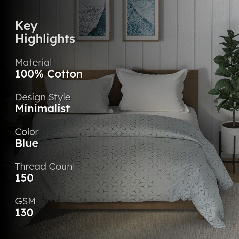 Nautica Fractal Comfort Geometric Cotton Comforter (Pastel Blue) - 150 TC/130 GSM media 2