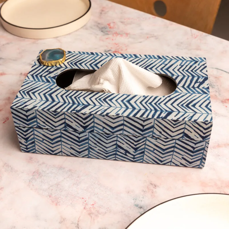 Azure Chevron MDF Tissue Holder media 1