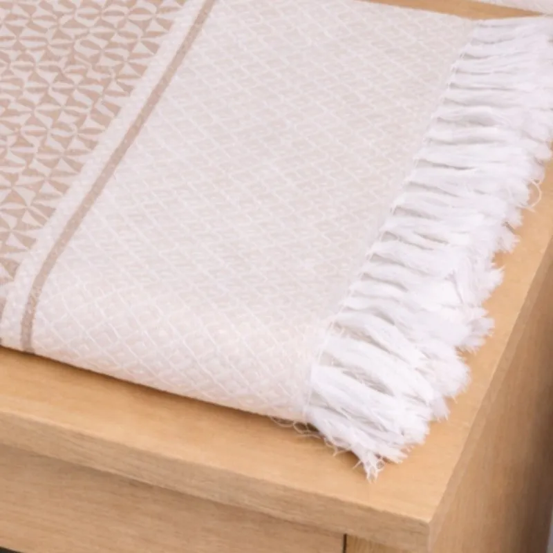 MosacStrip Cotton Bath Towel (Beige) - Set Of Two media 6