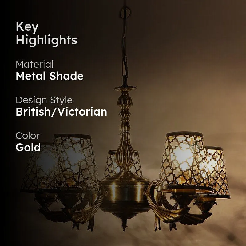 Enva Etched Vistara Metal Antique Ceiling Lamp - Gold media 2