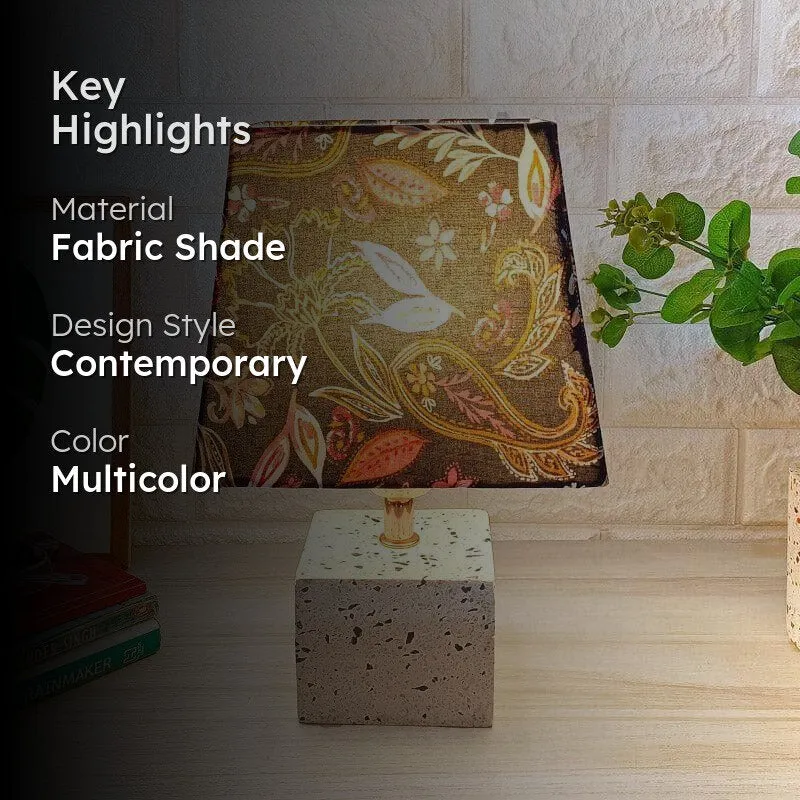 European Paisley Terrazzo Hand Crafted Fabric Table Lamp - Multicolor media 2