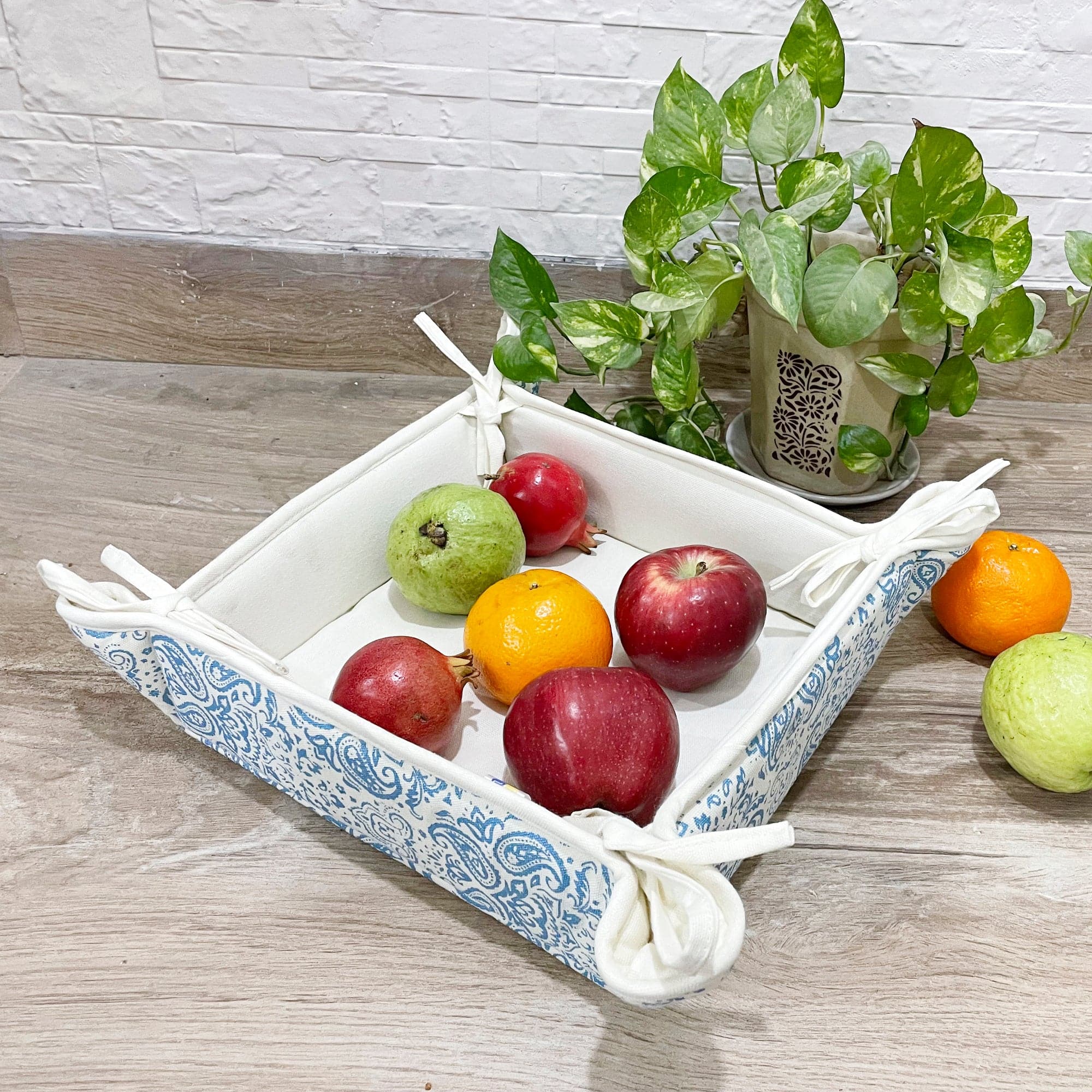 Theona Square Bread Basket - Blue - 8x8x3.5 inches