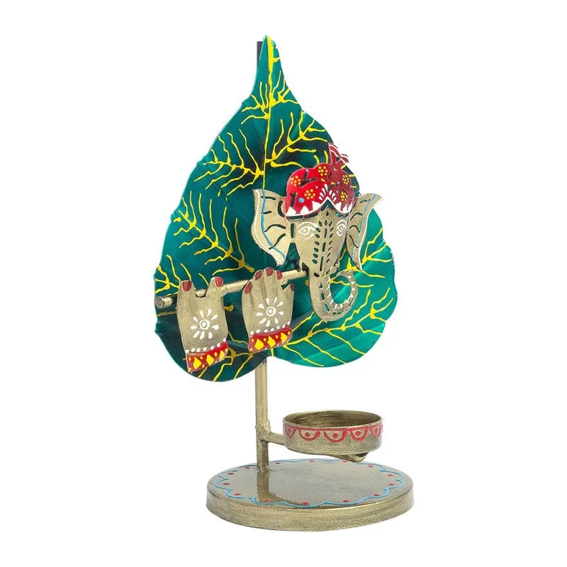Temple Aura Ganesha Iron Tea Light Candle Holder media 4