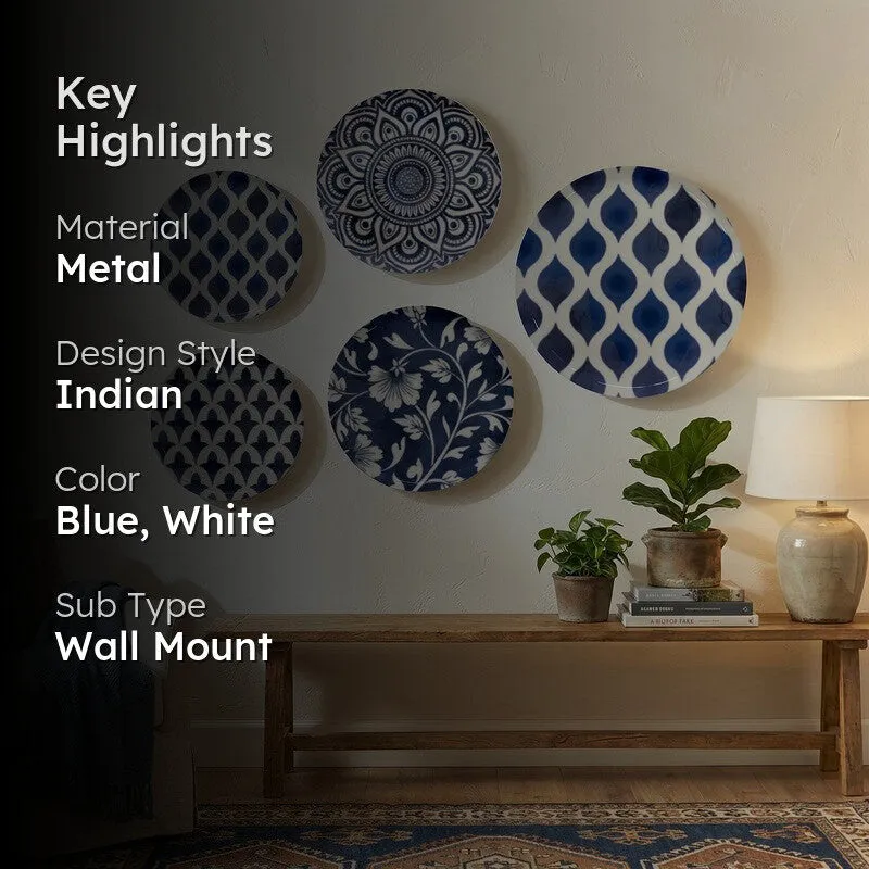 Indigo Weave Metal Wall Plates - Set of Five media 2