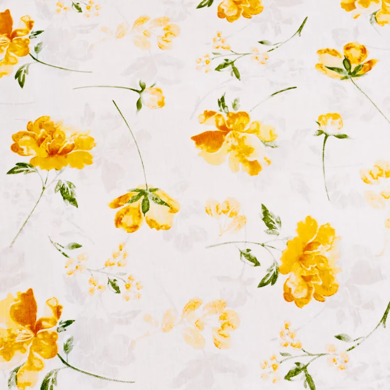 Leaflet Floral Cotton Bedsheet (Yellow) - 180 TC media 6