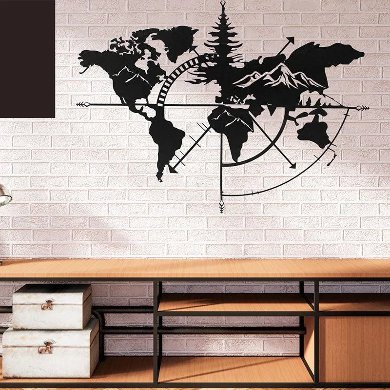 World Map Wander Black Iron Wall Accent media 1