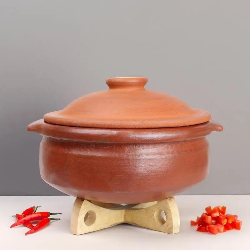 Vritra Clay Pot With Lid Brown 2000 mL / 9 Inches media 3
