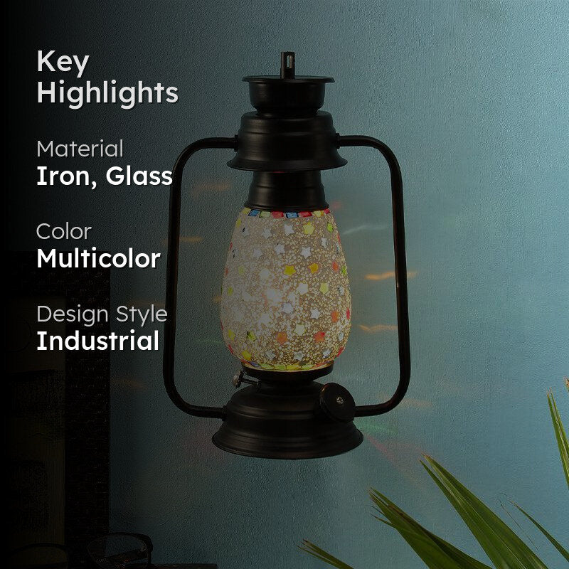 Divyara Mosaic Lantern Iron Wall Lamp - Black media 2