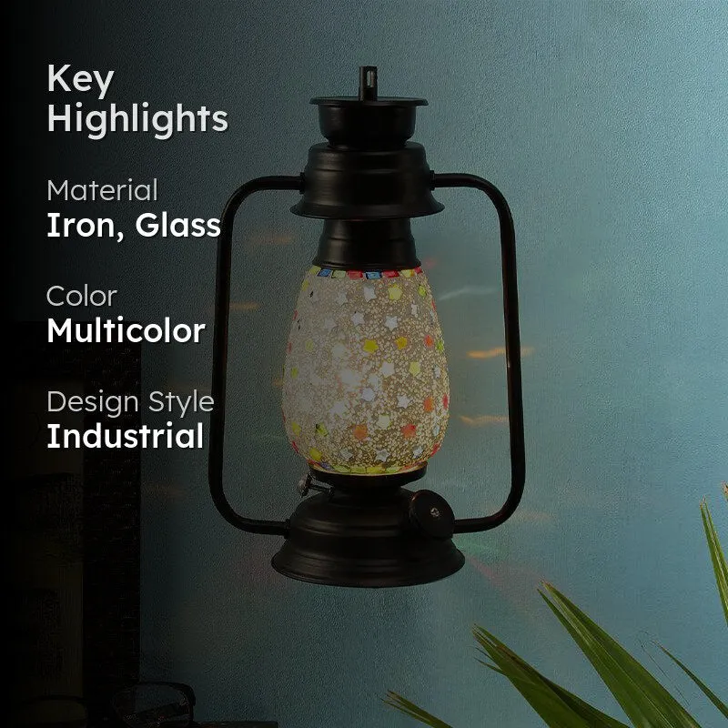 Divyara Mosaic Lantern Iron Wall Lamp - Black media 2