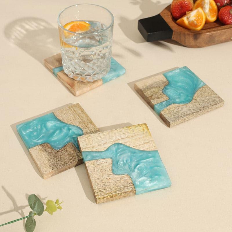 Sea Whirl Mangowood Coaster - Set Of Four media 3