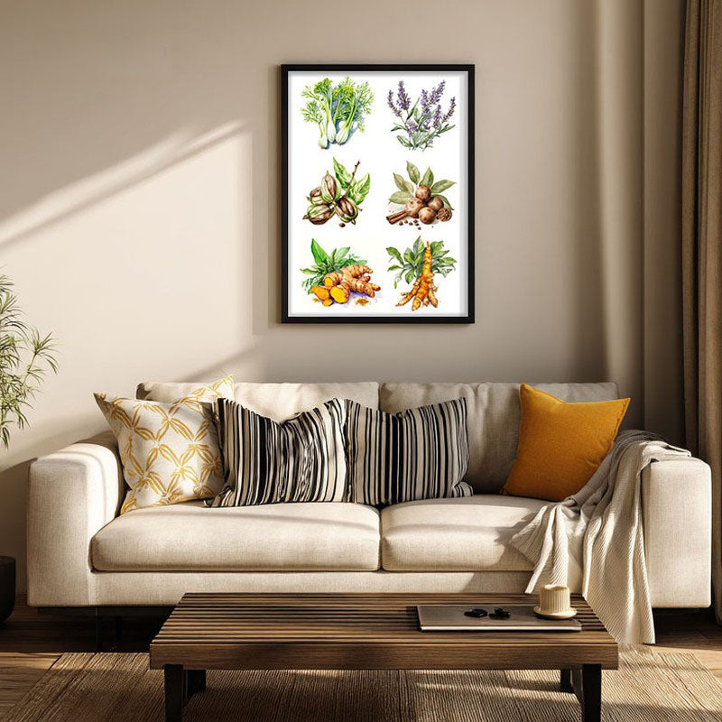 Garden Of Herbs Framed Canvas Wall Painting